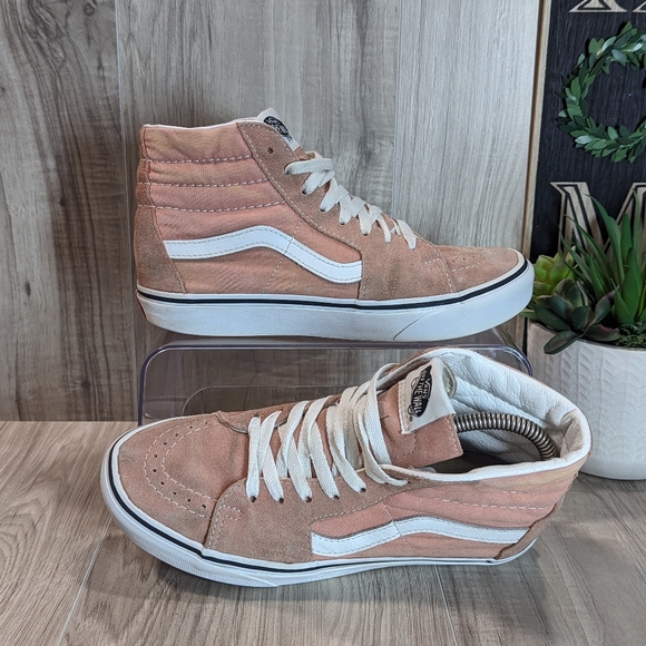 Women's Vans Old Skool Pink Suede & Canvas High Top Sneakers Size 6.5 - Picture 3 of 15